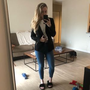 Calvin Klein Black Blazer w/ Gold Zip Pockets